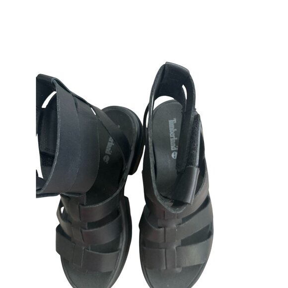 TIMBERLAND Women's Black Leather Platform Sandals Size 6.5 - Picture 8 of 8